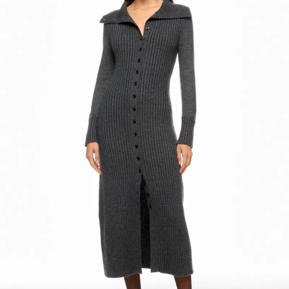 NAADAM ! Cashmino Ribbed Button Front Dress ( S )